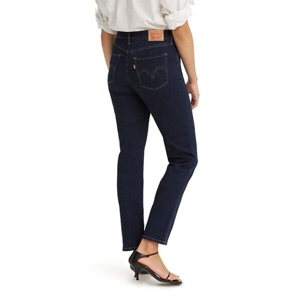 LEVI'S WOMEN'S CLASSIC STRAIGHT MID RISE Dark Wash 16S W33 L30 - Picture 3 of 12